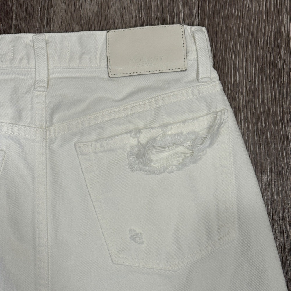 Moussy Vintage White Japanese Denim Ripliy Distressed Mini Skirt 25 Going Out - Picture 8 of 10